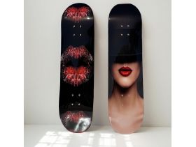 2PCS Modern Art Skateboard Deck Set, Premium 7-Ply Maple, Wall Decor