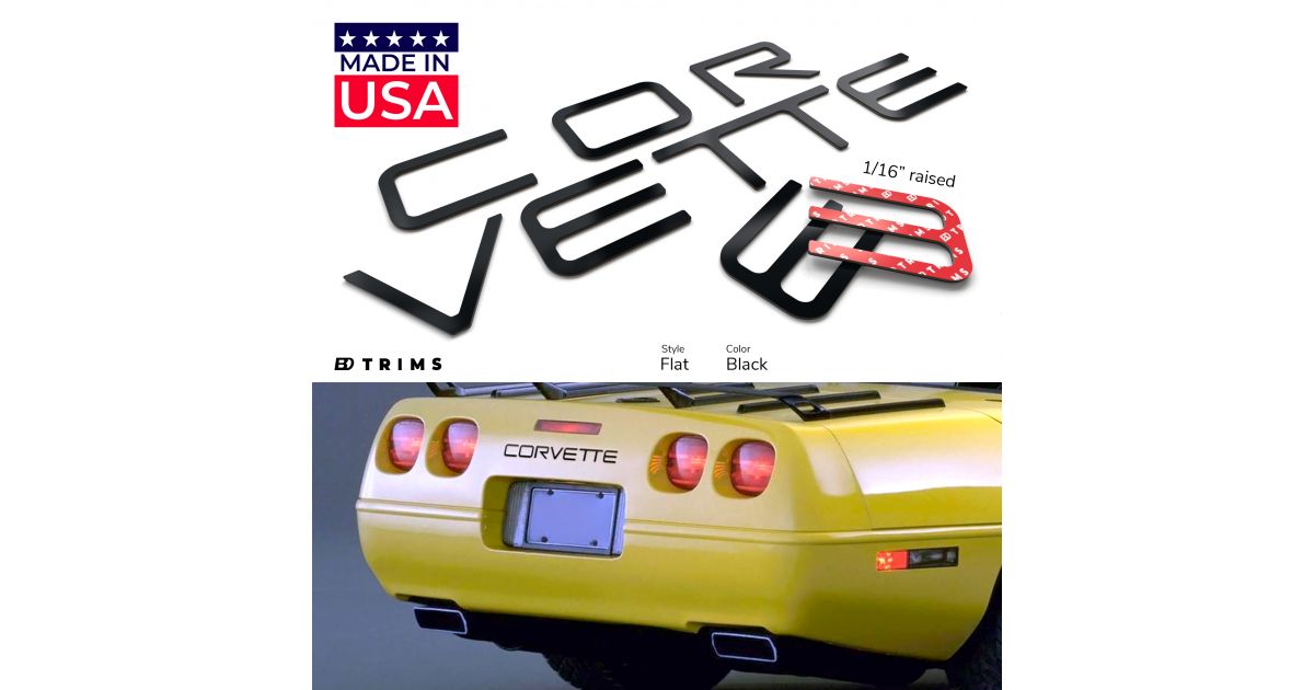 BDTrims Front and Rear Bumper Raised Letters Compatible with 1991-1996 Corvette C4 Models Chrome 