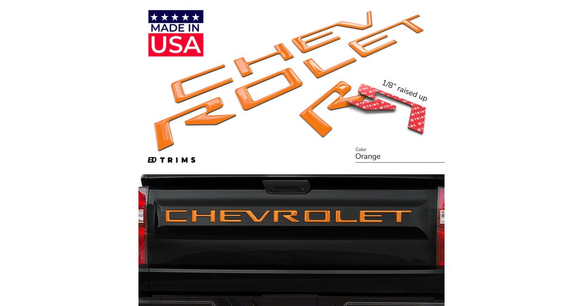 Tailgate Emblems Inserts Letters 3D Raised & Strong Adhesive Decals Letters Tailgate Inserts Letters for 2019 2020 Silverado 