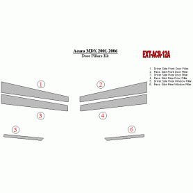 Acura MDX 2001-2006 Exterior Door Window Pillar Post Cover Trim