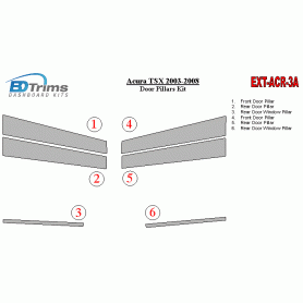 Acura TSX 2003-2008 Exterior Door Window Pillar Post Cover Trim