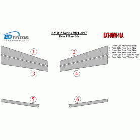 BMW 5 Series 2004-2007 Exterior Door Window Pillar Post Cover Trim