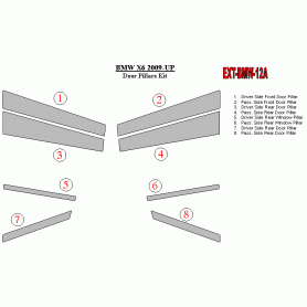BMW X6 2009-UP Exterior Door Window Pillar Post Cover Trim