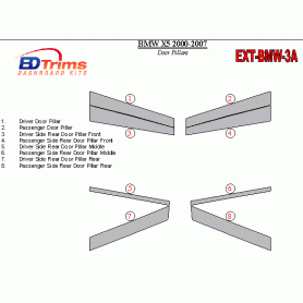 BMW X5 2000-2007 Exterior Door Window Pillar Post Cover Trim