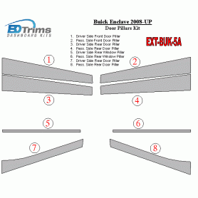 Buick Enclave 2008-UP Exterior Door Window Pillar Post Cover Trim