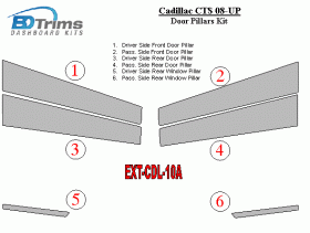 Cadillac CTS 2008-UP Exterior Door Window Pillar Post Cover Trim