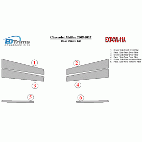 Chevrolet Malibu 2008-2012 Exterior Door Window Pillar Post Cover Trim