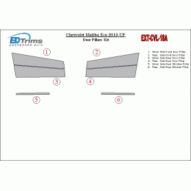 Chevrolet Malibu 2013-UP Exterior Door Window Pillar Post Cover Trim