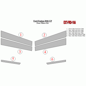Ford Fusion 2010-UP Exterior Door Window Pillar Post Cover Trim