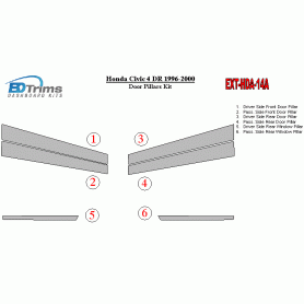 Honda Civic 1996-2000 Exterior Door Window Pillar Post Cover Trim