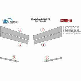 Honda Insight 2010-UP Exterior Door Window Pillar Post Cover Trim