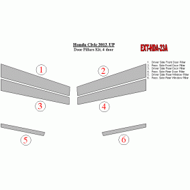 Honda Civic 2012-UP Exterior Door Window Pillar Post Cover Trim