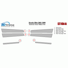 Honda Pilot 2003-2008 Exterior Door Window Pillar Post Cover Trim