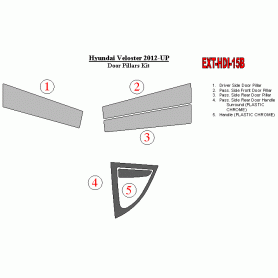 Hyundai Veloster 2012-UP Exterior Door Window Pillar Post Cover Trim