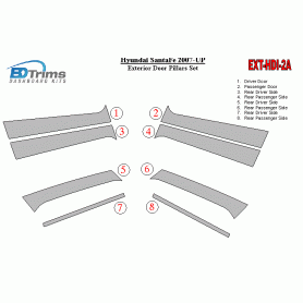 Hyundai Santa Fe 2007-UP Exterior Door Window Pillar Post Cover Trim