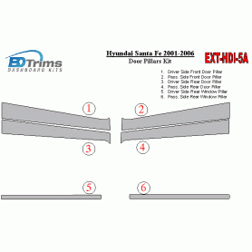 Hyundai Santa Fe 2001-2006 Exterior Door Window Pillar Post Cover Trim