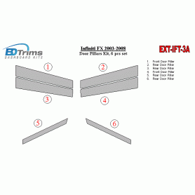 Infiniti FX 2003-2008 Exterior Door Window Pillar Post Cover Trim