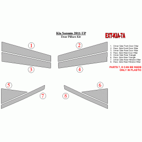 KIA Sorento 2011-UP Exterior Door Window Pillar Post Cover Trim