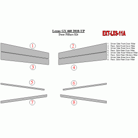 Lexus GX 2010-UP Exterior Door Window Pillar Post Cover Trim