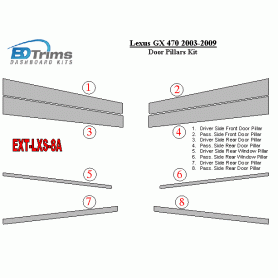 Lexus GX 2003-2009 Exterior Door Window Pillar Post Cover Trim