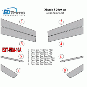 Mazda Mazda3 2010-UP Exterior Door Window Pillar Post Cover Trim