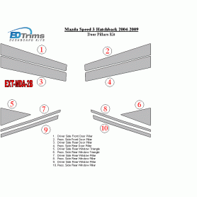 Mazda Mazda3 2004-2009 Exterior Door Window Pillar Post Cover Trim