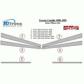 Toyota Corolla 1990-1992 Exterior Door Window Pillar Post Cover Trim