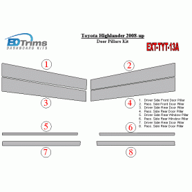 Toyota Highlander 2008-UP Exterior Door Window Pillar Post Cover Trim