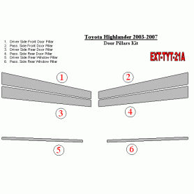 Toyota Highlander 2003-2007 Exterior Door Window Pillar Post Cover Trim
