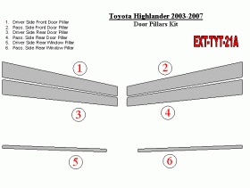 Toyota Highlander 2003-2007 Exterior Door Window Pillar Post Cover Trim