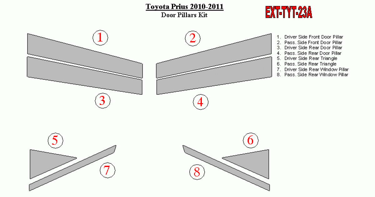 Toyota Prius 20102011 Exterior Door Pillars