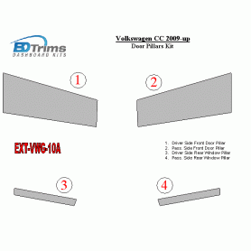 Volkswagen CC 2009-UP Exterior Door Window Pillar Post Cover Trim