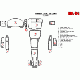 Honda Civic 1999 - 2000 Dash Trim Kit