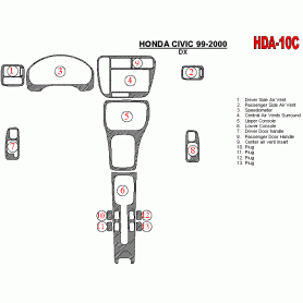 Honda Civic 1999 - 2000 Dash Trim Kit
