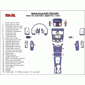 Honda Accord EX 2003 - 2007 Dash Trim Kit