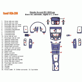 Honda Accord 2003 - 2007 Dash Trim Kit