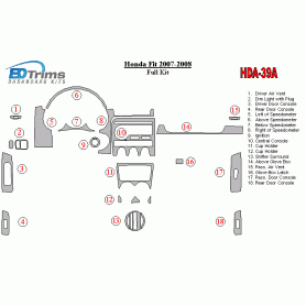 Honda Fit 2007 - 2008 Dash Trim Kit