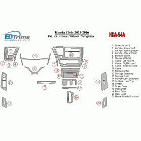 Honda Civic 2013 - 2015 Dash Trim Kit