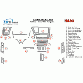 Honda Civic 2013 - 2015 Dash Trim Kit