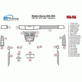 Honda Odyssey 2011 - 2013 Dash Trim Kit