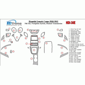 Hyundai Genesis Coupe 2010 - 2012 Dash Trim Kit