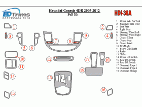 Hyundai Genesis 2009 - 2012 Dash Trim Kit