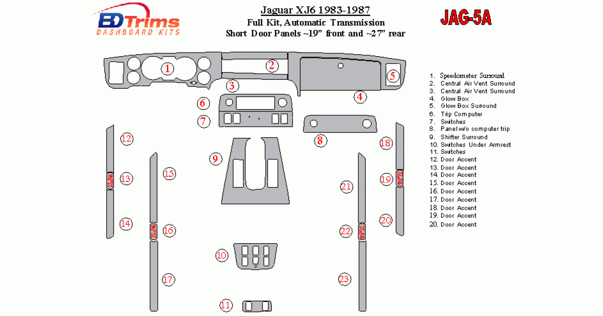 6 Pcs Jaguar XJ6 Instrument Panel Seals 
