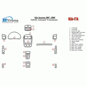 KIA Spectra 2007 - 2009 Dash Trim Kit