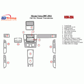 Nissan Versa 2007 - 2011 Dash Trim Kit