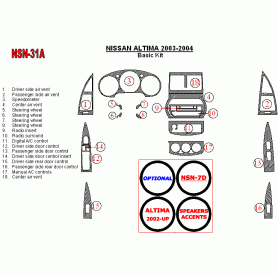 Nissan Altima 2003 - 2004 Dash Trim Kit