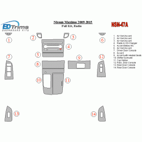 Nissan Maxima 2009 - 2015 Dash Trim Kit