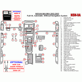 Nissan Maxima 2002 - 2003 Dash Trim Kit