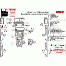 Nissan Maxima 2002 - 2003 Dash Trim Kit