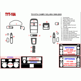 Toyota Camry Solara 1999 - 2003 Dash Trim Kit